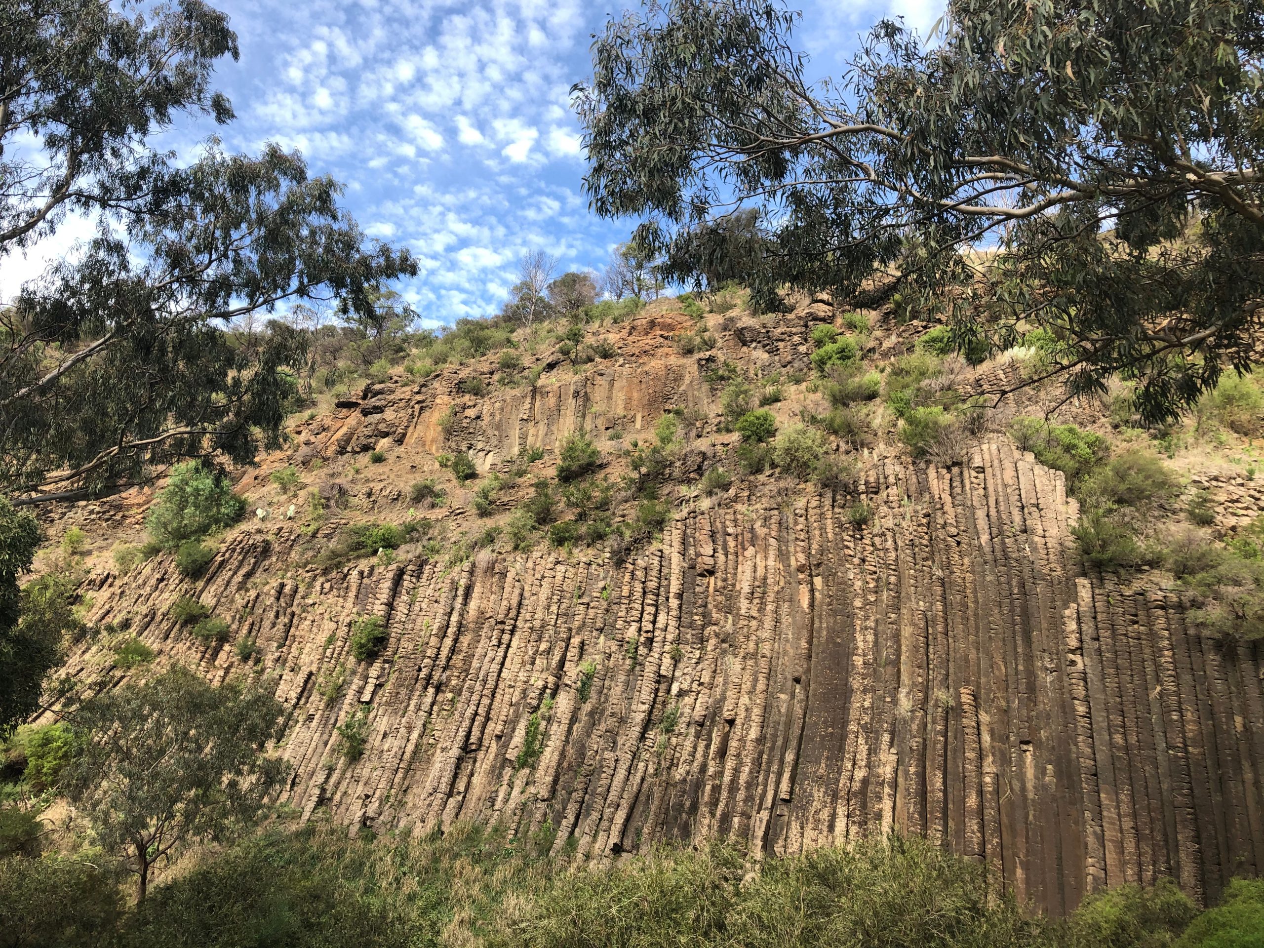 Organ Pipes National Park in Victoria, Australia which was formed by an old volcano.